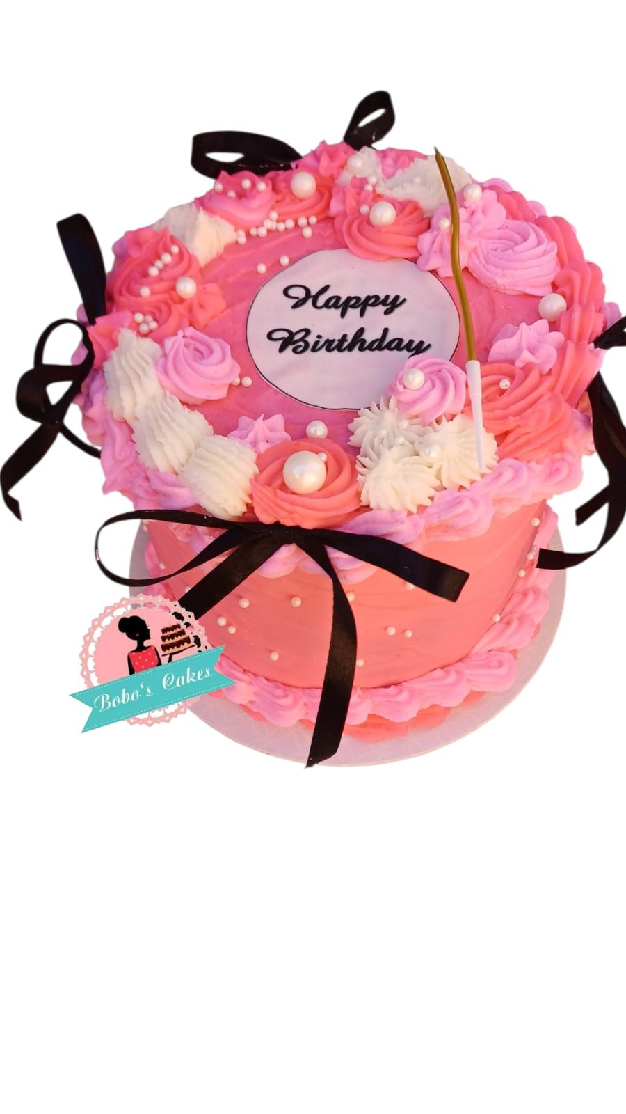 Pink Rosette Birthday Cake — baked by Bobo's Cakes & Catering