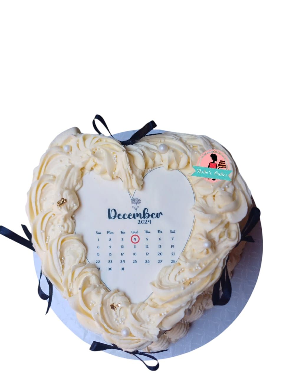 December Calendar Heart Cake — baked by Bobo's Cakes & Catering