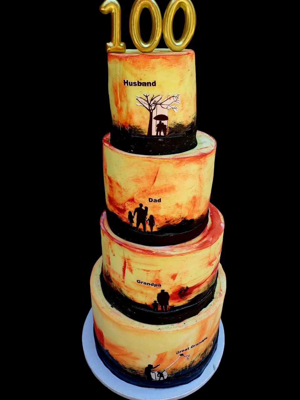 100th Family Tribute Tiered Cake — baked by Bobo's Cakes & Catering