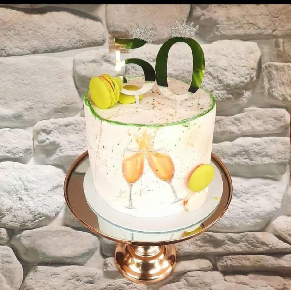 Golden 50th Celebration Cake — baked by Bobo's Cakes & Catering