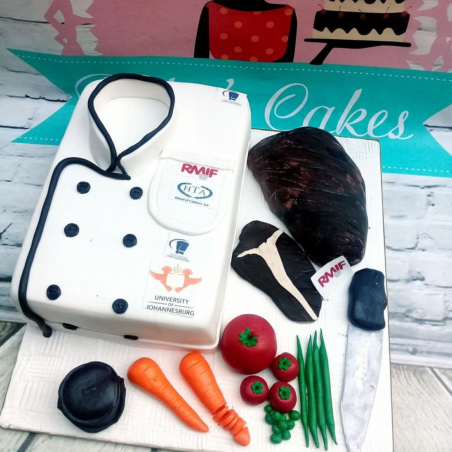 Chef's Jacket Graduation Cake — baked by Bobo's Cakes & Catering