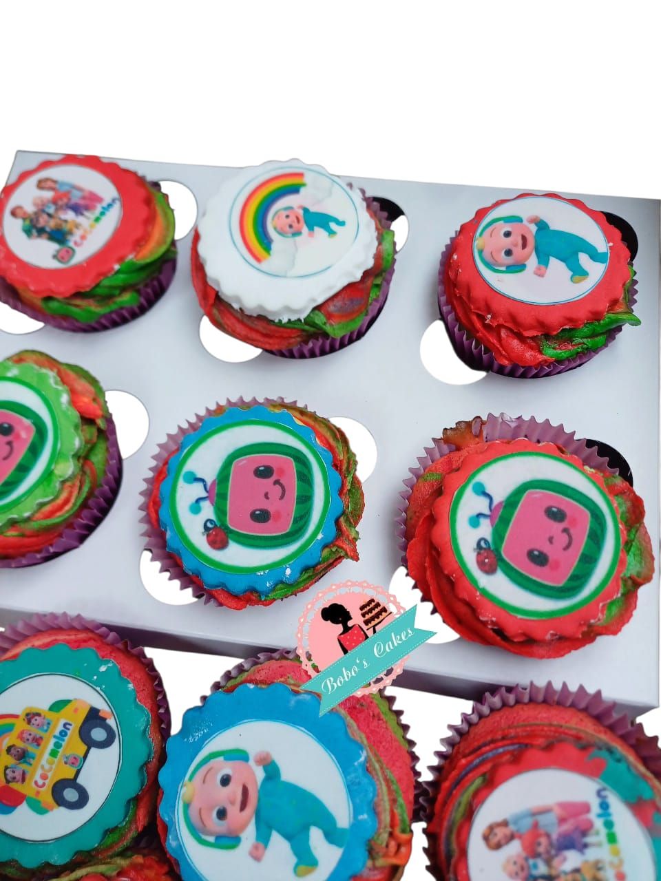 Cocomelon Cupcake Tray — baked by Bobo's Cakes & Catering