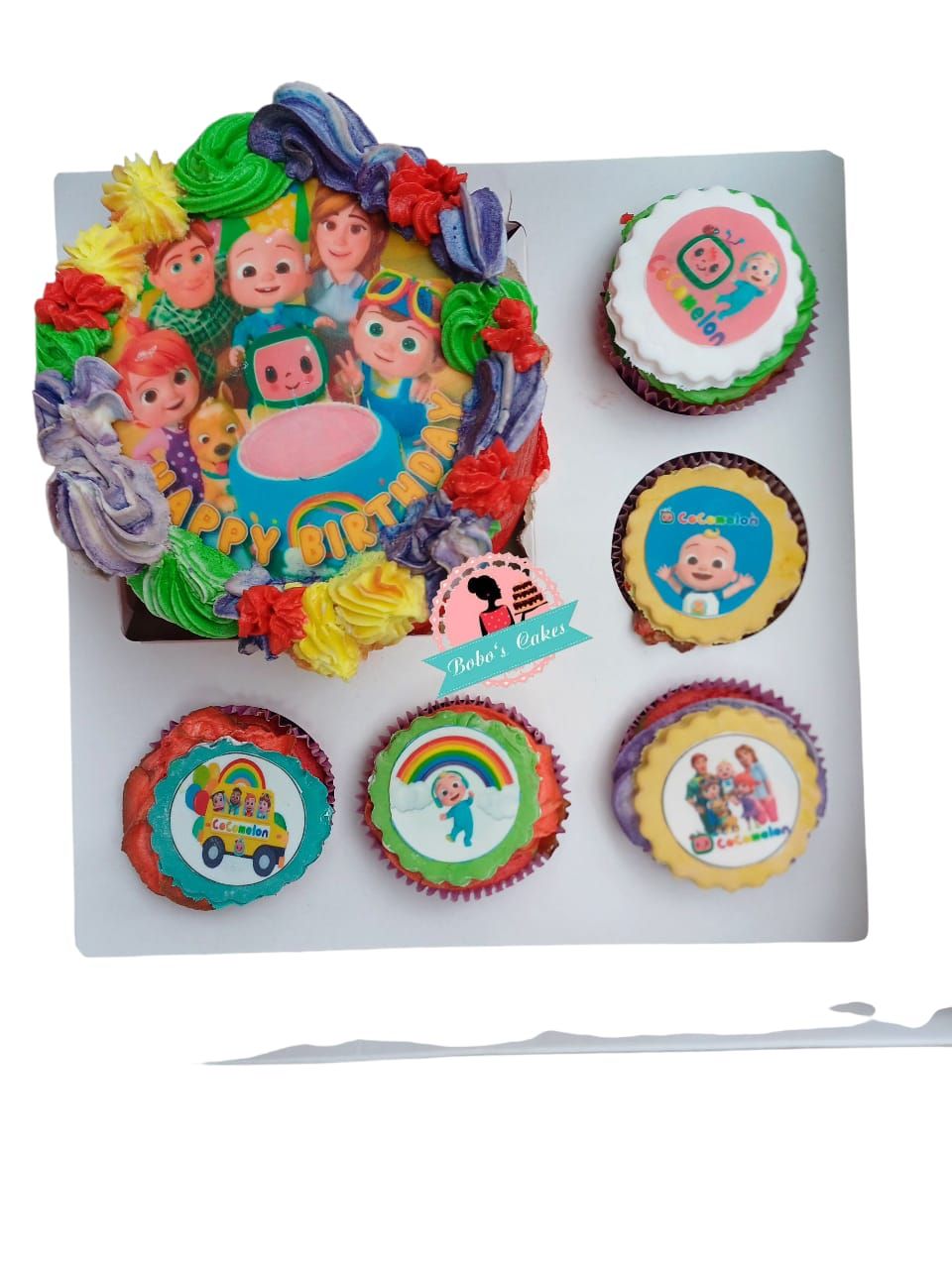 Cocomelon Cake & Cupcakes — baked by Bobo's Cakes & Catering