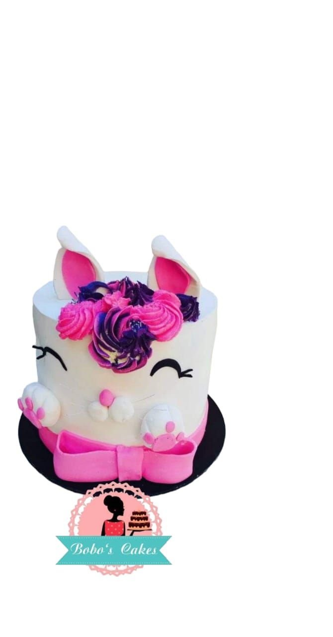 Pink Kitty Face Cake — baked by Bobo's Cakes & Catering