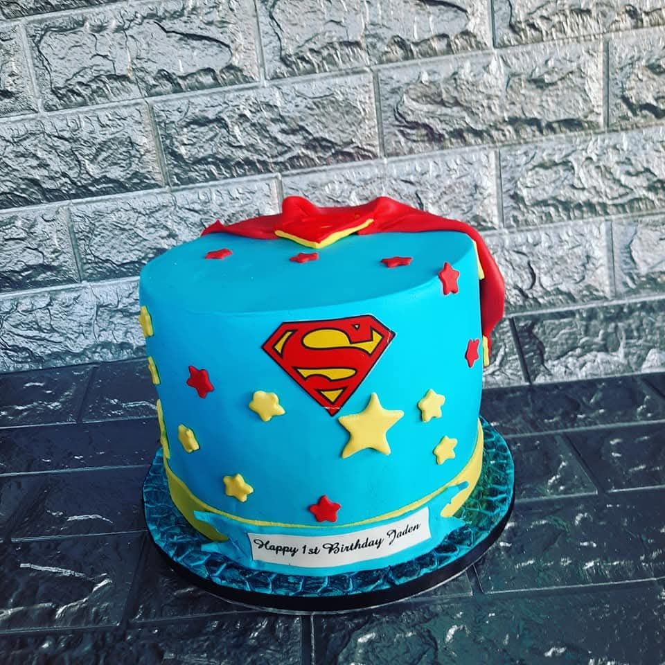 Superman 1st Birthday Cake — baked by Bobo's Cakes & Catering