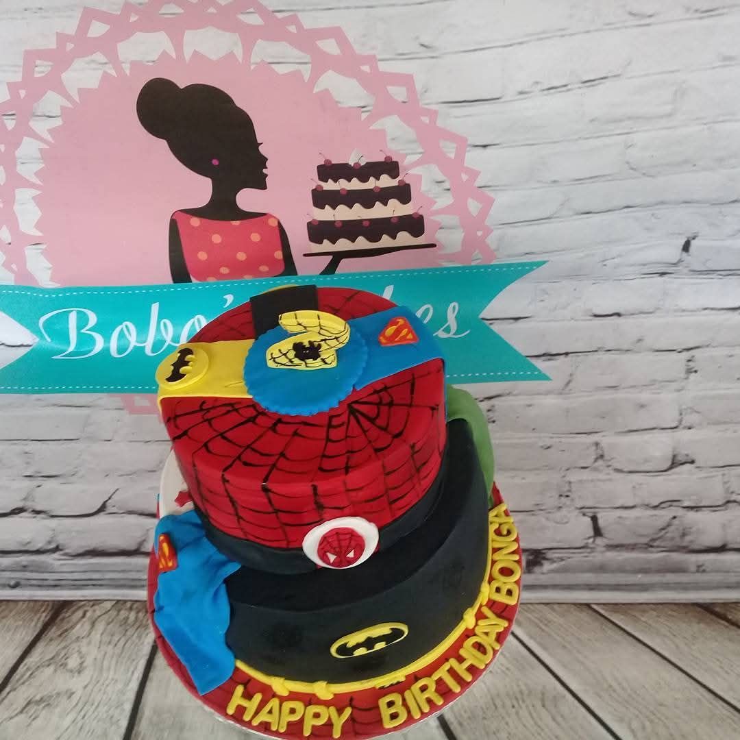 Spider-Man Superhero Two-Tier Cake — baked by Bobo's Cakes & Catering