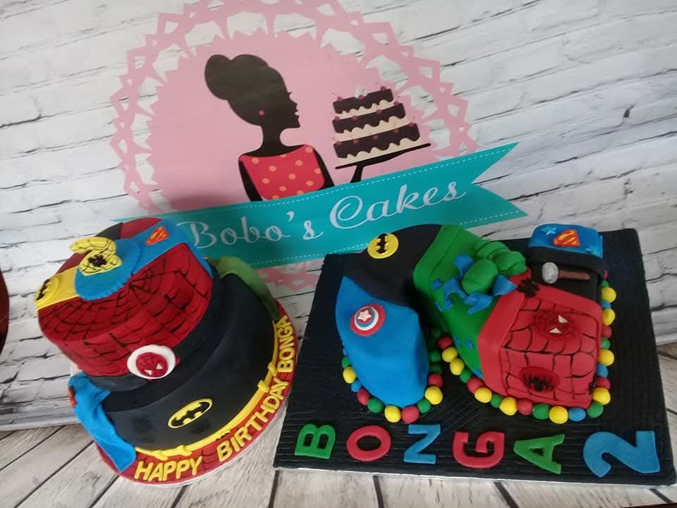 Superhero Cake & Marvel Board Cake — baked by Bobo's Cakes & Catering