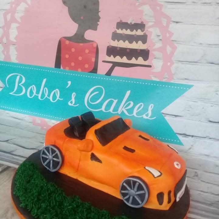 Orange Sports Car Cake — baked by Bobo's Cakes & Catering