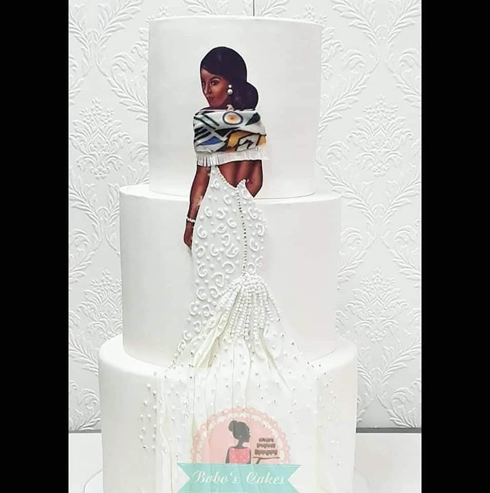 Bride Silhouette Three-Tier Cake — baked by Bobo's Cakes & Catering